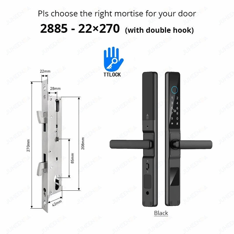 Waterproof Sliding Door Smart Lock TTLock App Alexa Fingerprint Digital Code RFID Card Anti-Lock Aluminum Glass Electronic Lock
