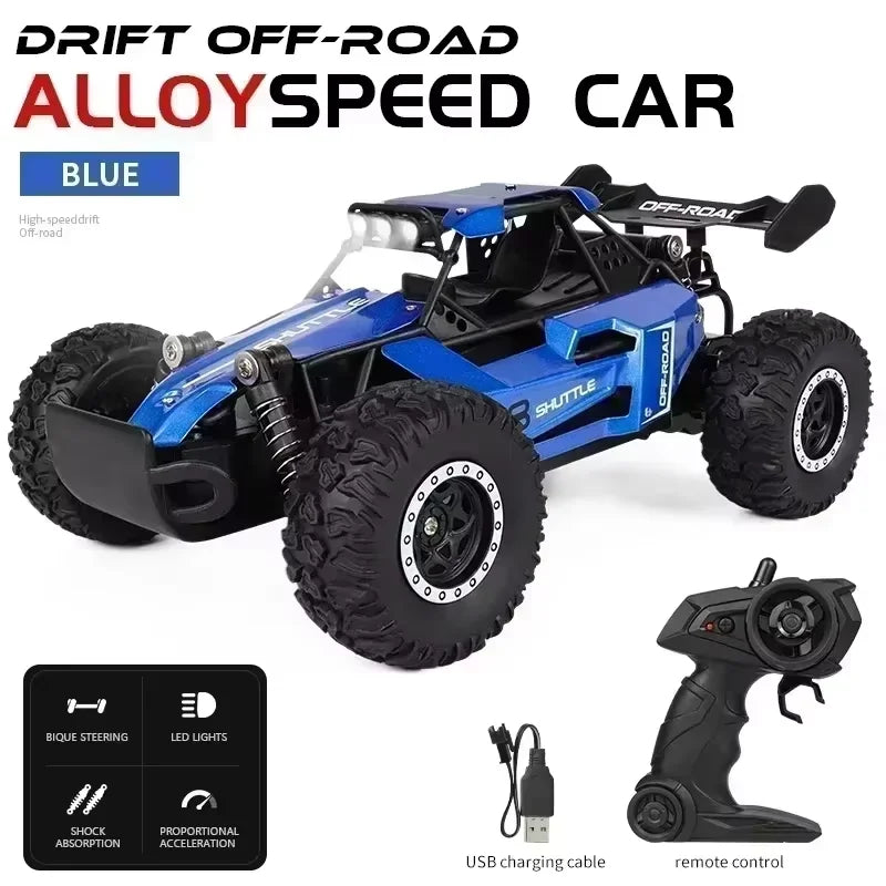RC Cars Off Road Truck 1:16 2WD With LED Outdoor Remote Control Cars 20KM/H High Speed Drift Monster 2x2 for Kid Adult Toy Gifts