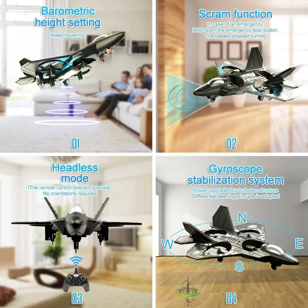 L0712 RC Plane 2.4G EPP Foam Fighter with LED Gravity Sensing 6-Axis Gyro Outdoor Remote Control Flying Toy Gifts for Boys