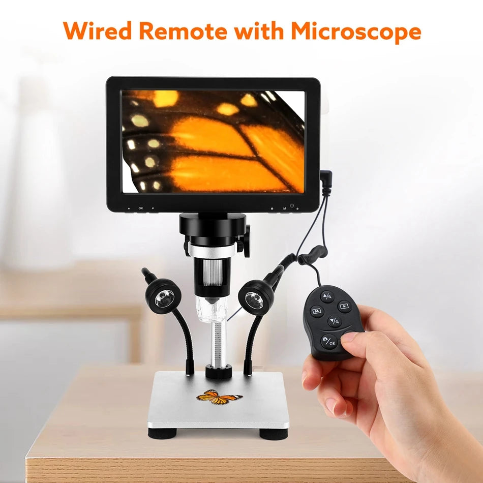 Elikliv EDM9 7 Inch 1080P LCD Digital Microscope 50X-1200X Soldering Electronics Microscopes With LED Lights Support PC Computer