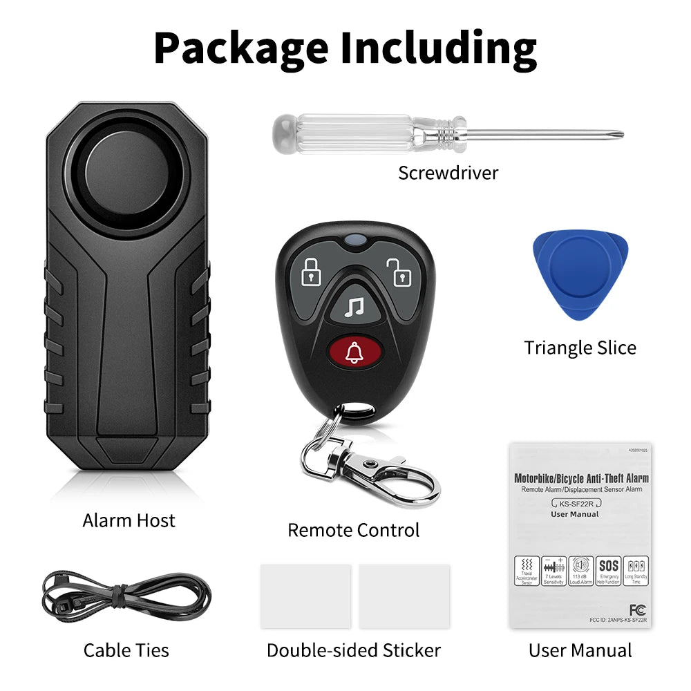 Awapow Bicycle Alarm 113dB Waterproof Motorcycle Security Burglar Wireless Remote Control Electric Scooter Bike Anti theft Alarm
