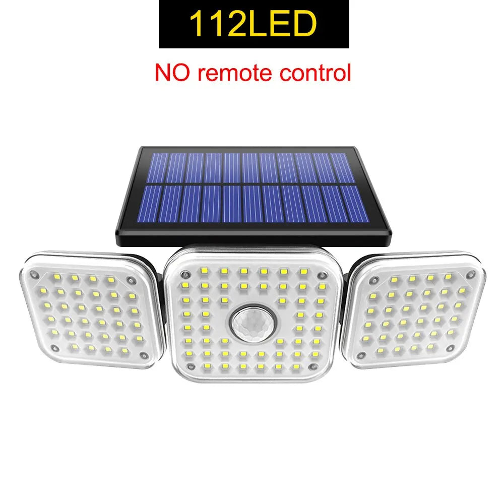 Solar Outdoor Light 182/112 LED Solar Security Flood Lighting with 3 Modes Adjustable Lighting Head for Garage Garden Yard