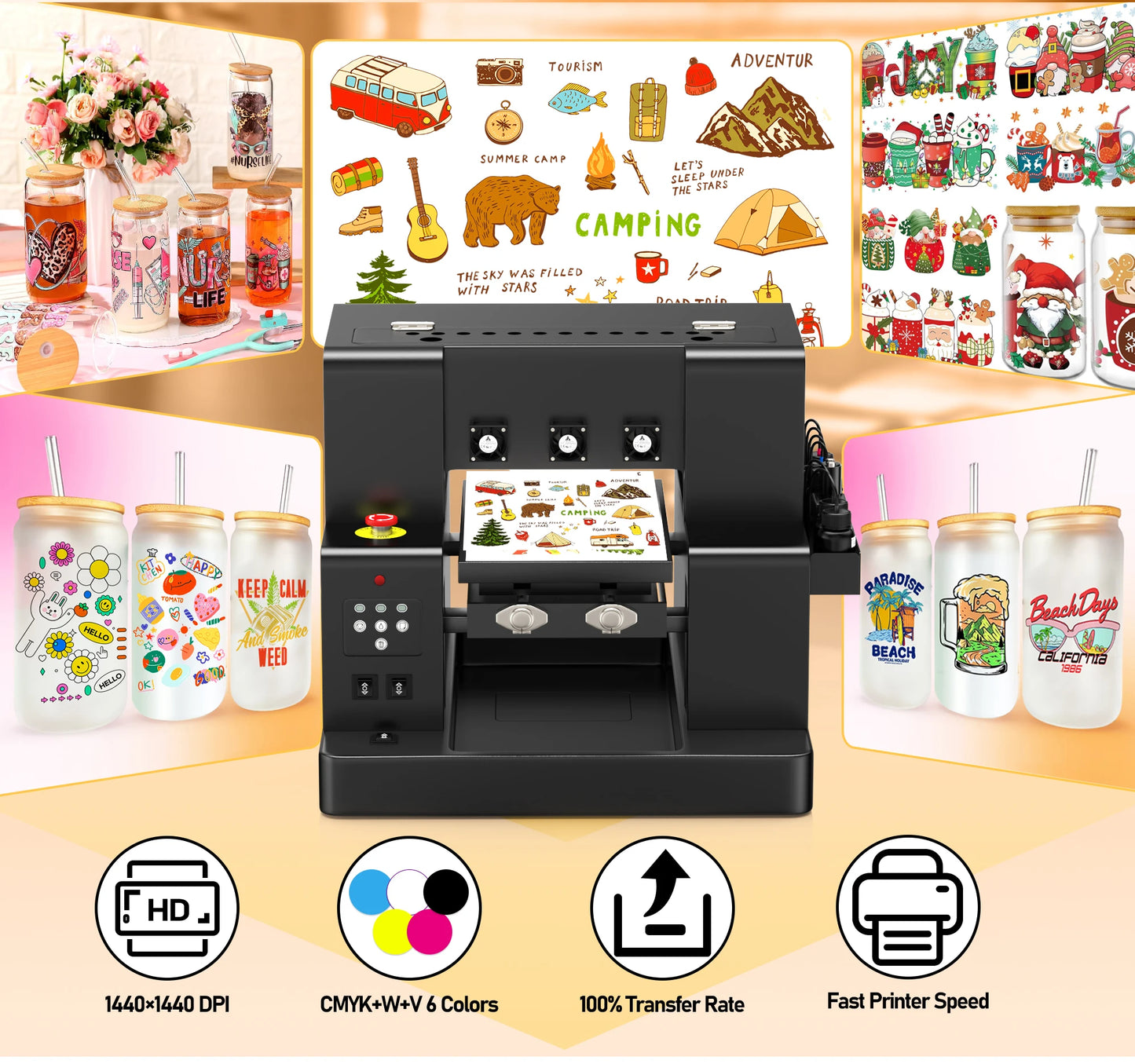 A3 UV Printer with XP600 Printhead UV Flatbed Printer For Bottle Case Acrylic Glass UV DTF AB Film Transfer Sticker UV Printer