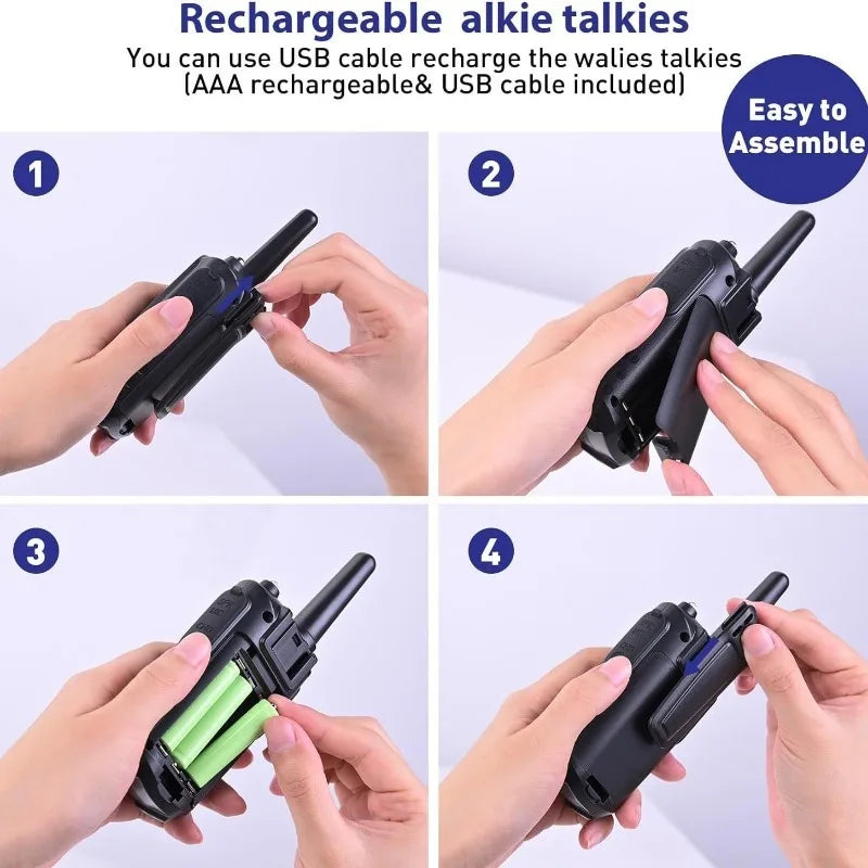 2PCS Mini Walkie Talkie Portable Two-Way Radio UHF Transceiver Set Walkie-talkies Radio Walkie Talkies for Children and Adults