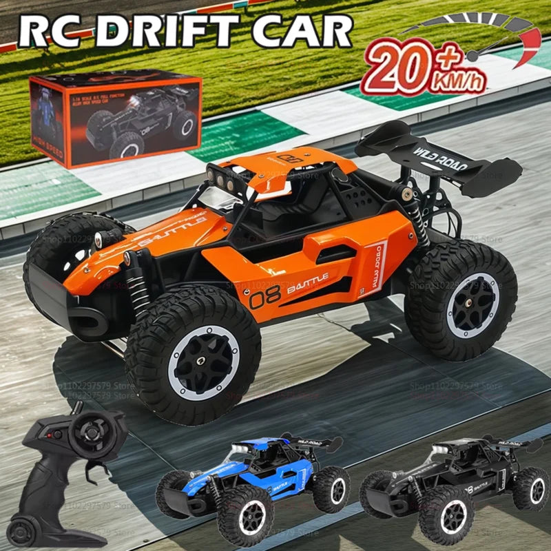 RC Cars 1:16 Remote Control Car 20 Km/h 2WD All-Terrains Electric LED Lights Off-Road Outdoor Vehicle Truck Toys for Kids Adults