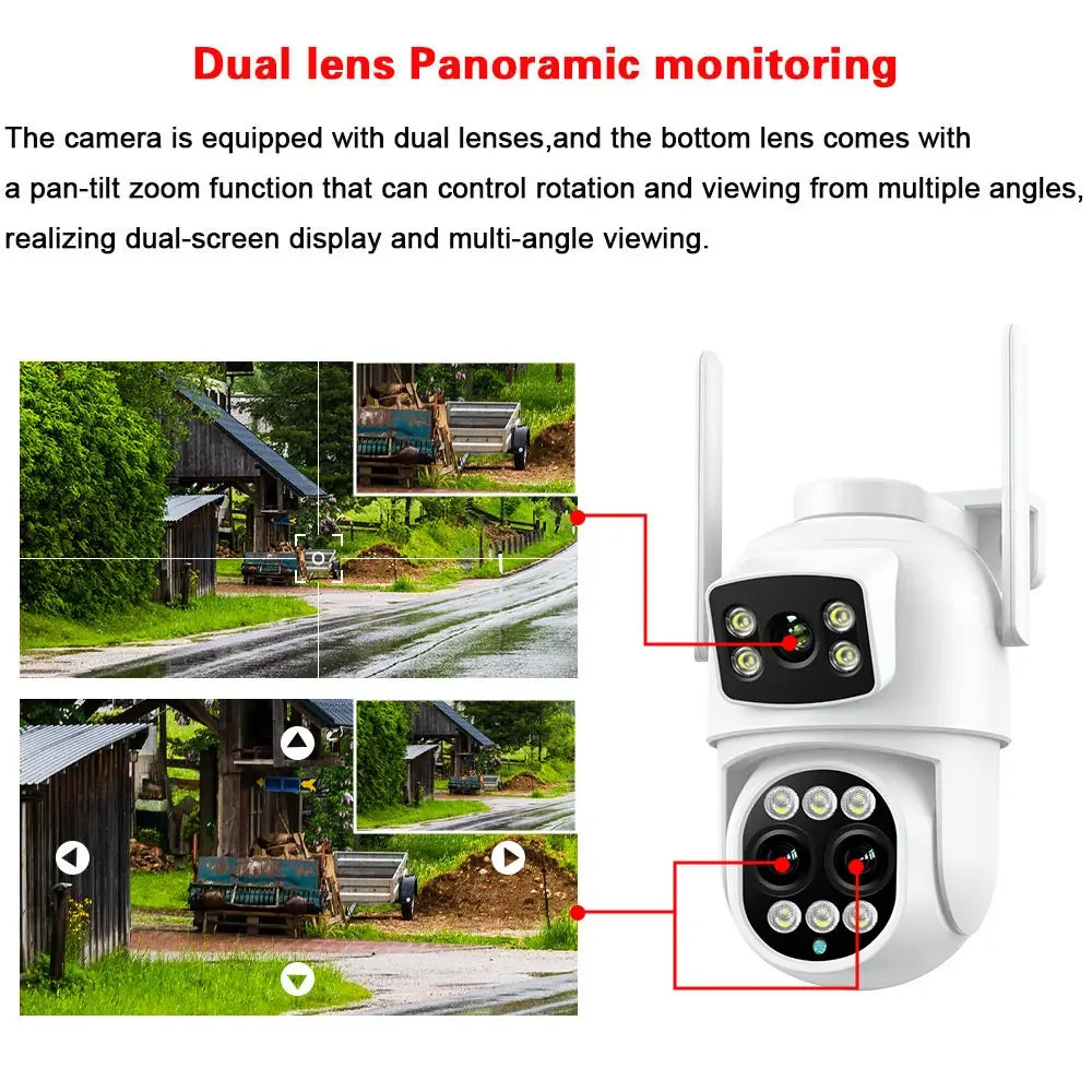 ICSEE Smart WIFI Security Camera 12MP 8K Three Lens 8X Zoom Outdoor HD Video Surveillance IP Cameras IPTV CCTV PTZ Auto Tracking