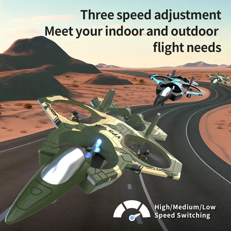 2.4GHz RC Plane, 4-axis Gyro Remote Control Airplane, 360° Flip Fighter Jet Toy, Helicopter Quadcopter, Easy to Fly RC Glider