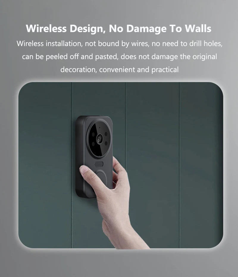 WiFi Video Doorbell Smart Home Door Bell Night Vision Wireless Visual Intercom Doorbell Two-Way Audio Visual Doorbell Monitoring