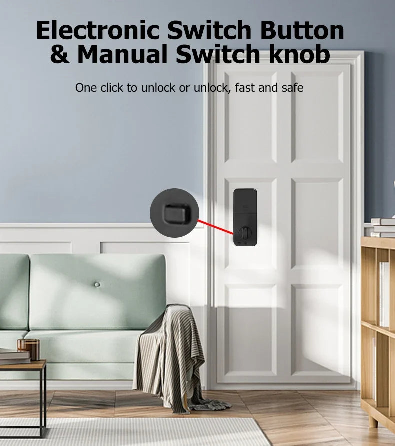 CDOK DS02 Tuya Smart Fingerprint Deadbolt Lock with Latch/Door Sensor Auto Lock Key/Password/ Tuya Smartlife APP Unlock