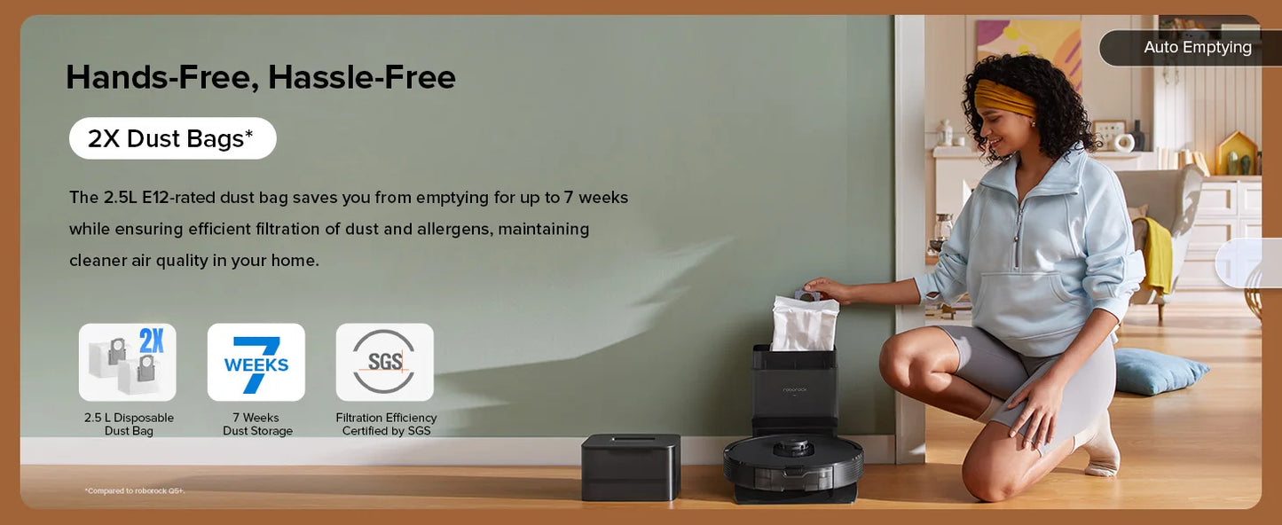 roborock Q5 Max+ Robot Vacuum with Self-Empty Dock, Upgraded from Q5+, 5500 Pa Suction, DuoRoller Brush