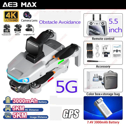 Drone professionnel AE3 Pro Max avec écran 360 ° Évitement d'obstacles sans brosse 8K double caméra 3 axes cardan quadrirotor FP