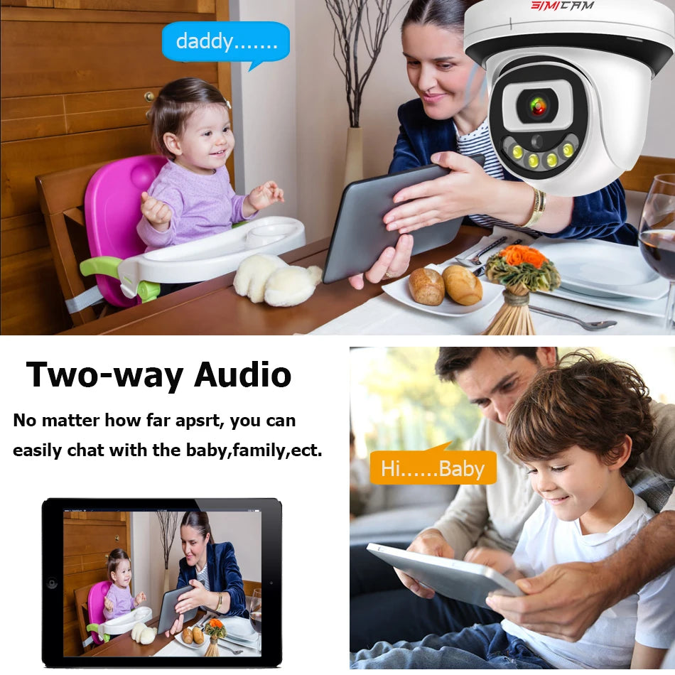 SIMICAM 4K Security IP Camera Surveillance POE/12V 8MP/5MP/4MP Witch Two Way Audio Color Night Vision Onvif AI Smart Alarm Xmeye