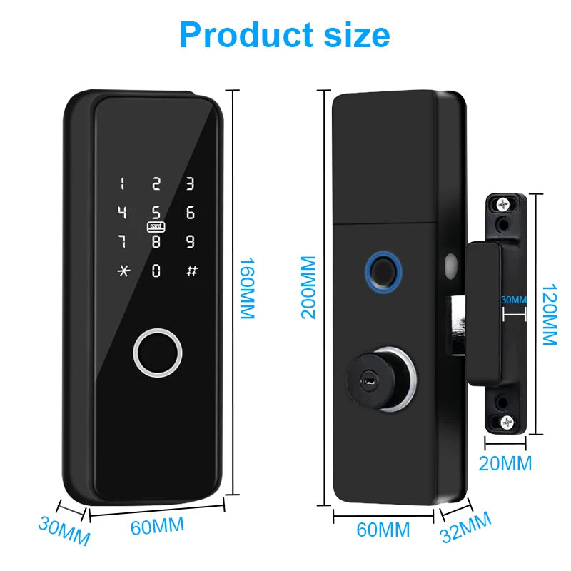 Outdoor Smart Fingerprint Door Lock: Waterproof, Bluetooth, Code, IC Card, Keyless Entry. Support TTLock WIFI Hub for glass door