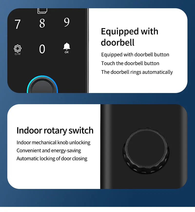Smart Door Lock For Wooden Sliding Glass Door HAHALock App Biometric Fingerprint Lock Bluetooth IC Card Electronic Digital Lock
