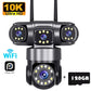 10K 20MP Home Security Outdoor WiFi Camera 4 Lens 4 Screen 360° 16X Zoom CCTV Wireless Surveillance PTZ Cam Security Protection