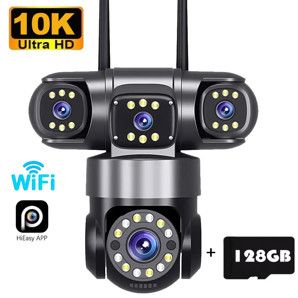 10K 20MP Home Security Outdoor WiFi Camera 4 Lens 4 Screen 360° 16X Zoom CCTV Wireless Surveillance PTZ Cam Security Protection