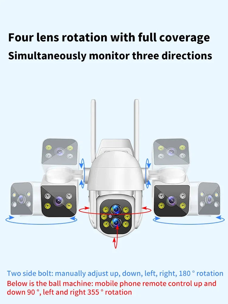 Security Camera 10X Zoom Three Lens WIFI Wireless Outdoor 6K 12MP AutoTracking IP Camera PTZ CCTV Video Surveillance IPC360Home