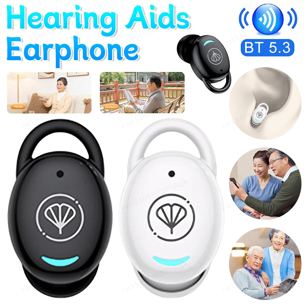 Hearing Aids Bluetooth-Compatible 5.3 Earbuds Hearing Aid Mini Sound Amplifier Noise Cancelling Single Ear Headphone for Seniors