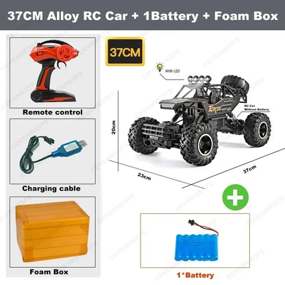RC Car 4WD Off Road 4x4 Remote Control Cars 37CM 2.4G Radio Buggy Truck Racing High Speed Drift with Led Lights Toy Gift for Boy
