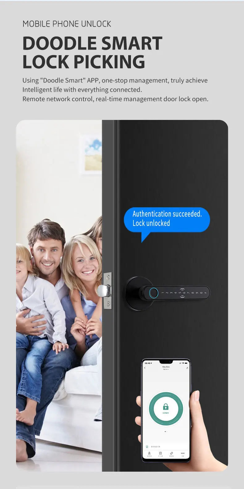 Smart Fingerprint Door Lock Handle for Home Apartment With Key card Digital Door Lock Keypad Keyless Entry electronic lock