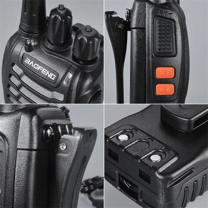2Pcs Walkie Talkies Long Range with Earpieces 16 Channel Professional Radio Handheld Two Way Radios with Li-ion Battery