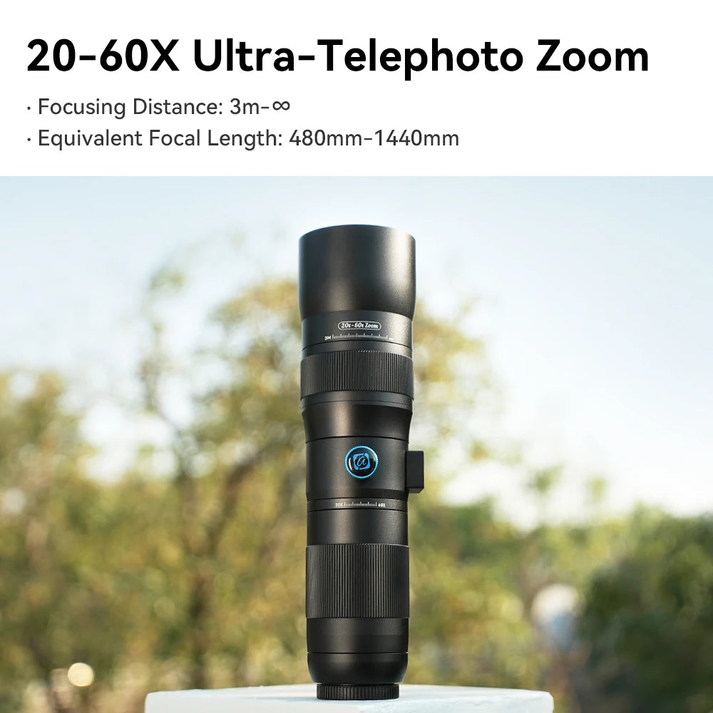 APEXEL T60 20-60X Telephoto HD Telescope Cell Phone Monocular Telescope Phone Lens Monoculars Zoom Kit with Triangle Bracket