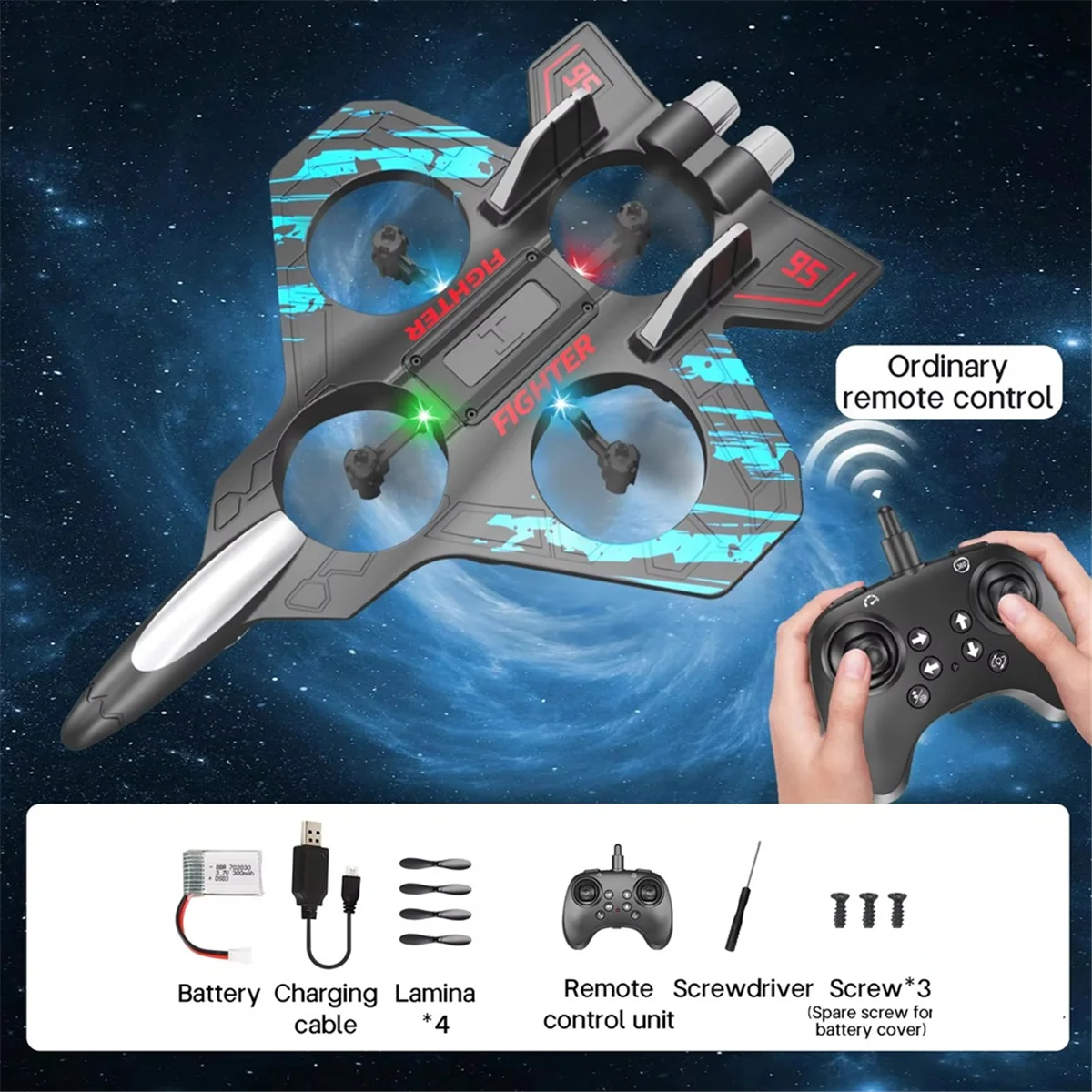 BAAU RC Plane 2.4G Remote Control Aircraft Six EPP Foam with LED Indoor and Outdoor Simple Flying Toy Kids Gift Blue