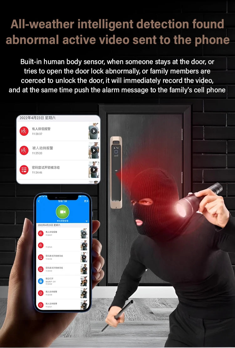 Smart Life App Wifi Remote Control Smart Fingerprint Password Rfid Ic Card Lock Dead Bolt For Indoor Home Wooden Metal Door