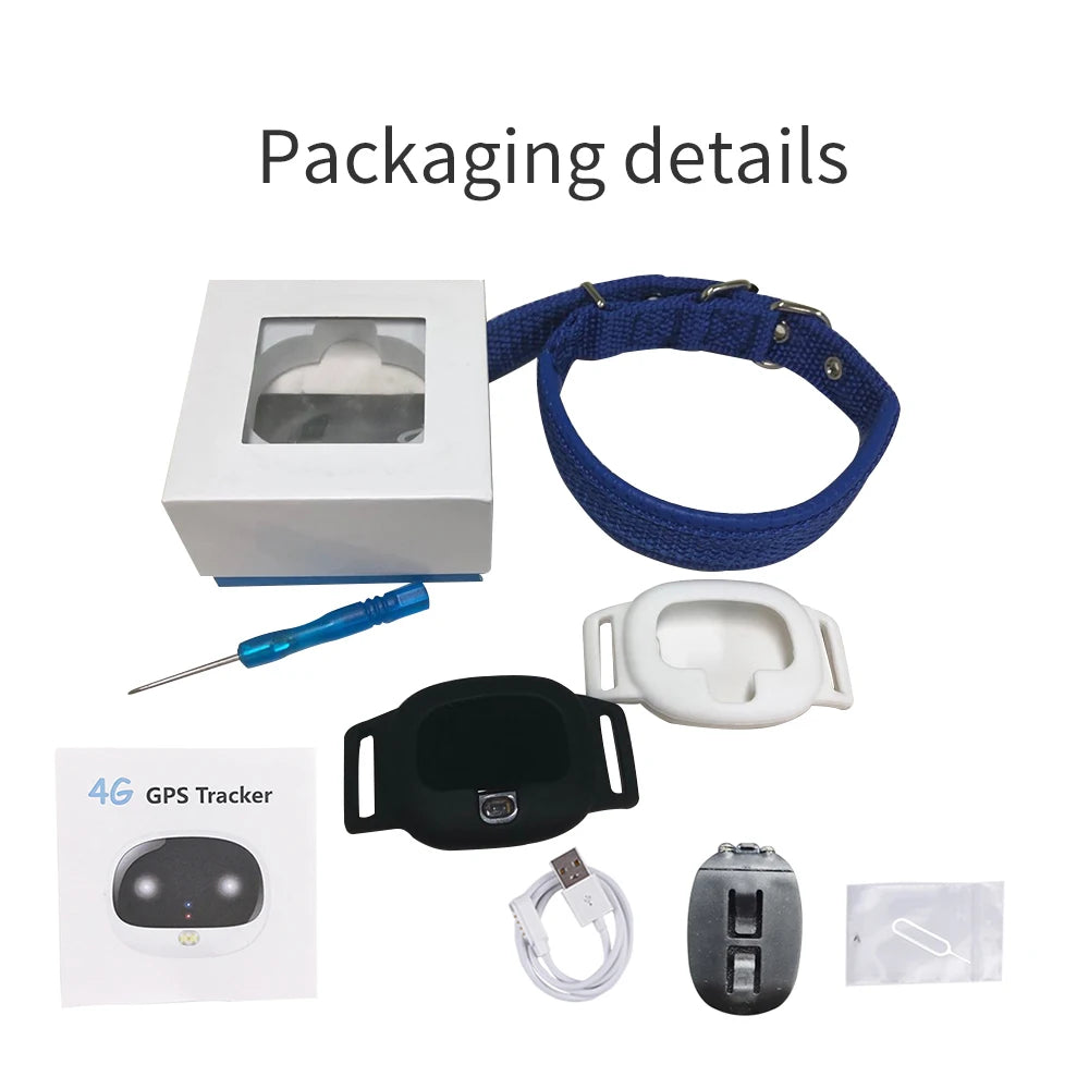 4G Pet Tracker for Dogs Cats Smart Light Sound Finder IP67 Waterproof Anti-Loss Collar with Free APP Real-Time GPS Tracking