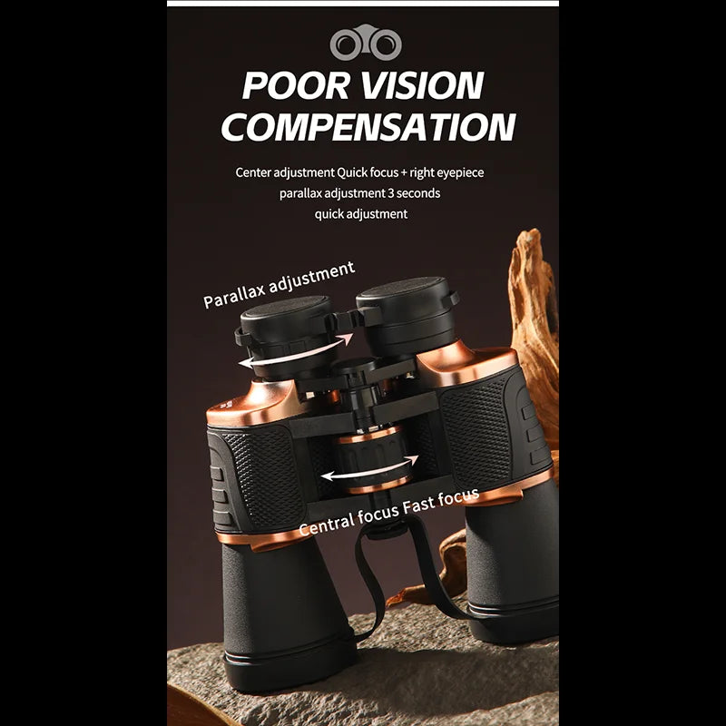 Bronze-colored high-definition 10x 10X50 binoculars, FCM broadband coated, 50MM large objective lens, 25MM large eyepiece