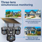 Outdoor Solar Security Camera 4G IP Camera Home Security 15MP Triple Lens 360° PTZ Surveillance Color Night Vision CCTV Camera
