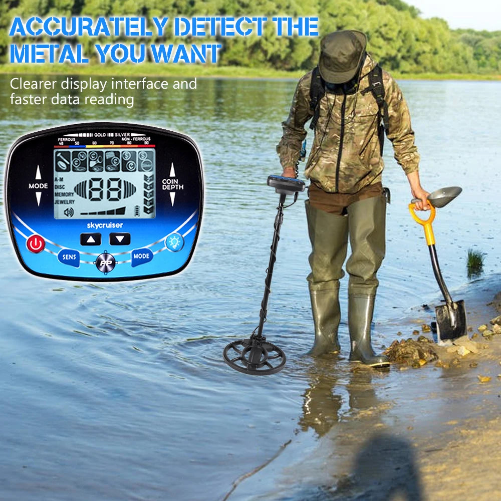 Metal Detector Underground Depth Search Finder Gold Detector Treasure Detecting Pinpointer Waterproof Coil