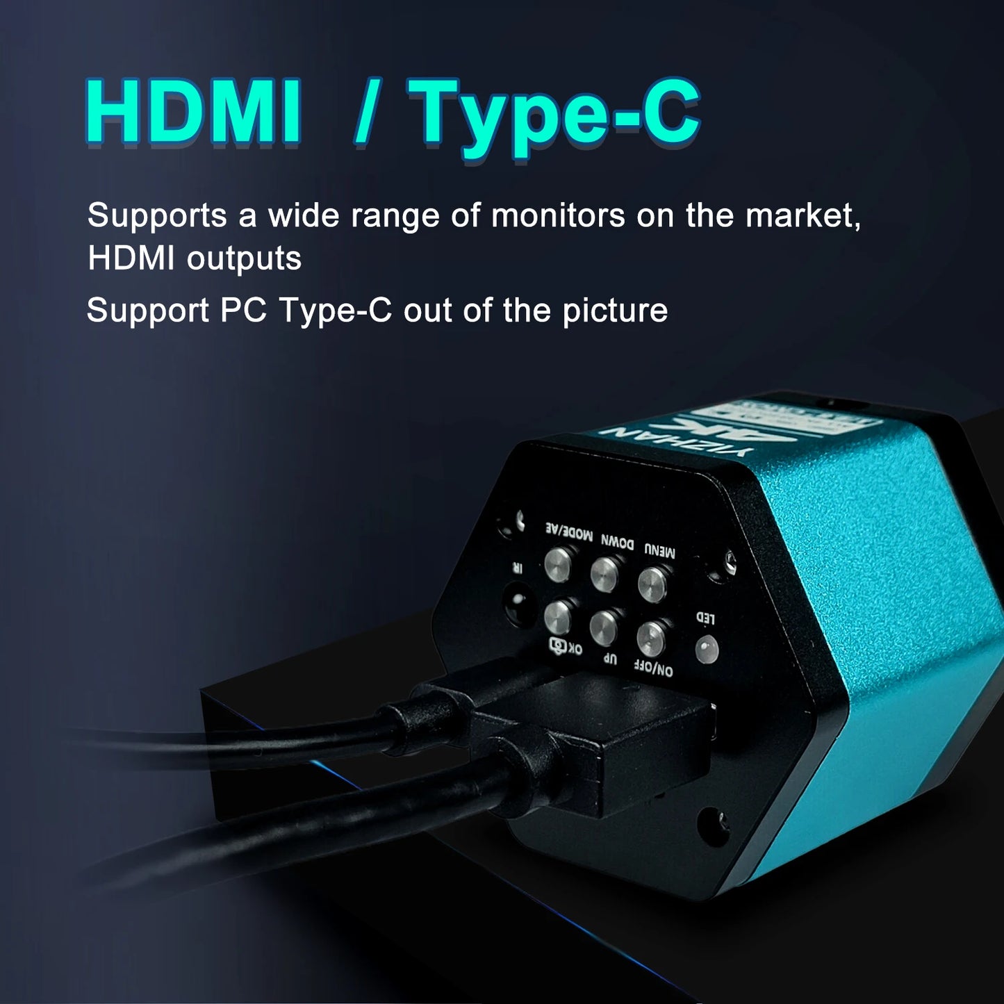 4K Digital Microscope 48MP Microscope For Electronics USB-C Industrial Cameras HDMI 1-150X Zoom C-Mount Lens Phone Pcb Soldering