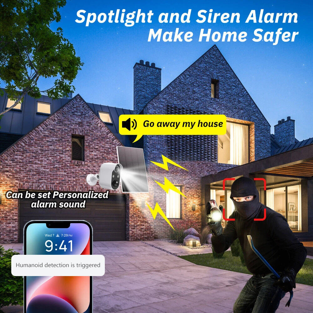 5MP WiFi Camera Security Protection Built In Battery/Solar Outdoor PIR Motion Detection Smart CCTV Video Surveillance Camcorder