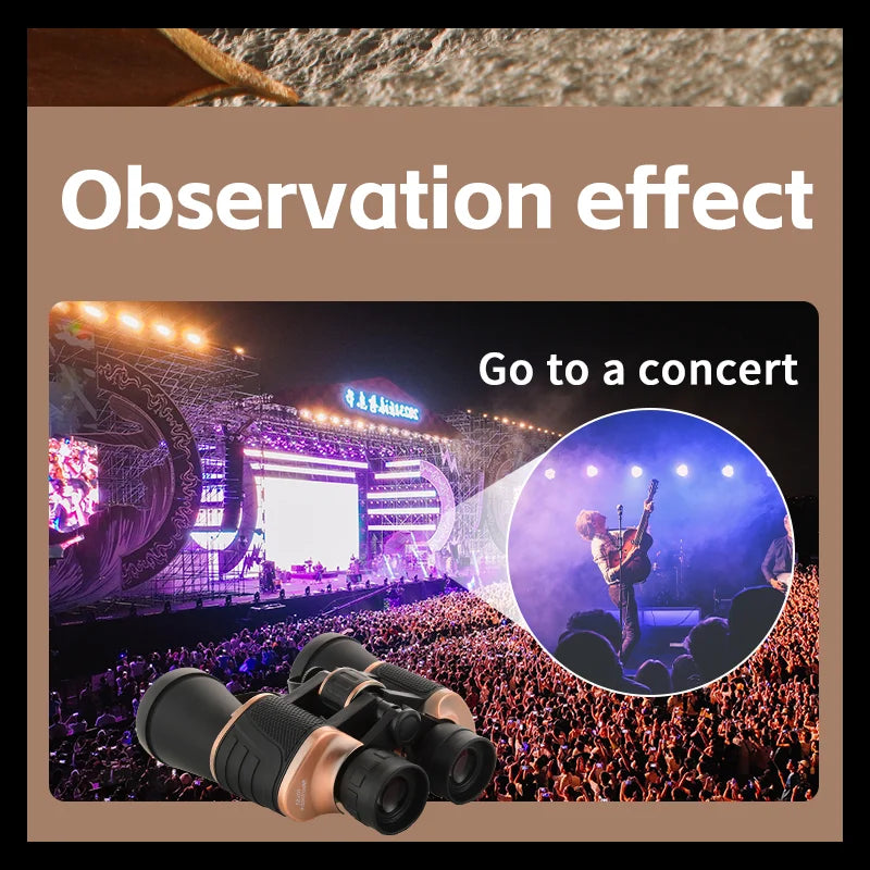 Bronze-colored high-definition 10x 10X50 binoculars, FCM broadband coated, 50MM large objective lens, 25MM large eyepiece