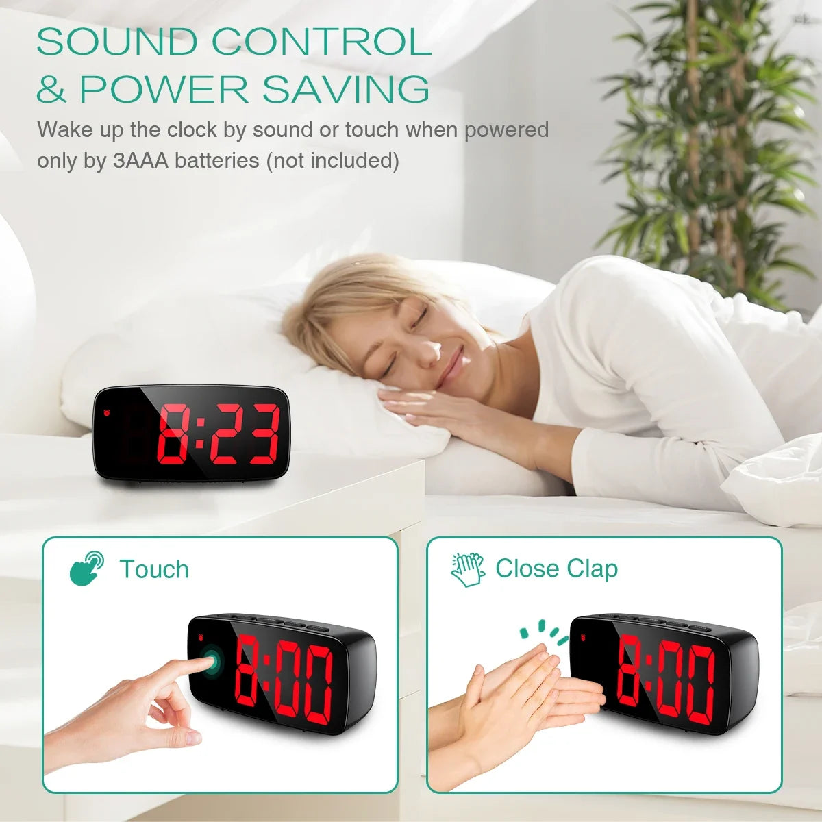 Alarm Clock Digital LED Clock Voice Control Snooze Time Temperature Display Night Mode Reloj Despertador Desktop Clocks