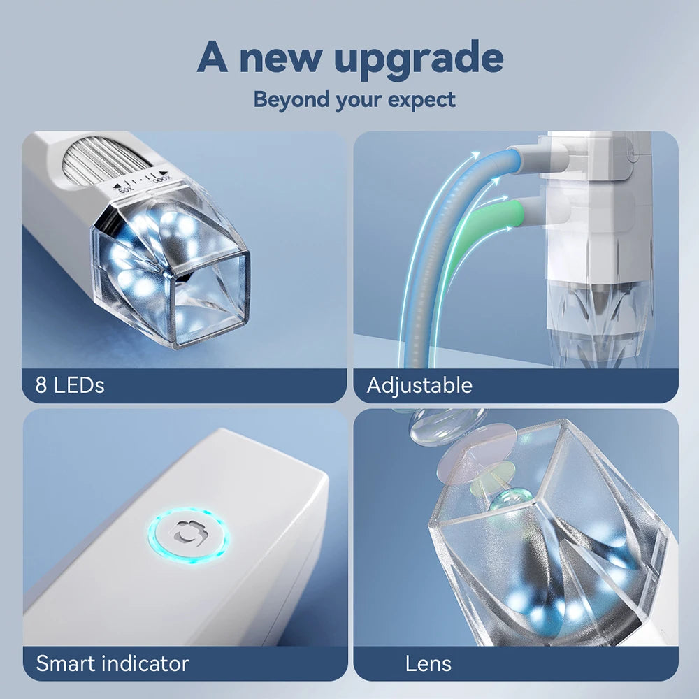 WiFi Digital Microscope 1000X 2MP 1080P Type-C Phone PC Connected Photo Video Taking 8 LED Lights Portable Electronic Microscope