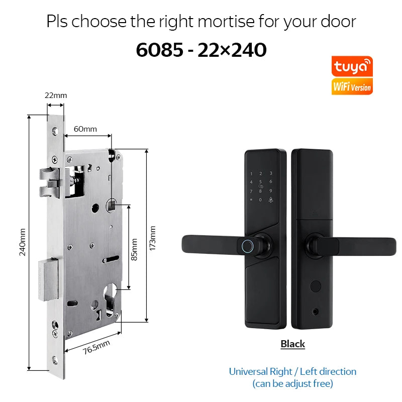 9 languages Smart Electronic Door Lock with Biometric Fingerprint  Interface Tuya Wifi Compatible Home Security