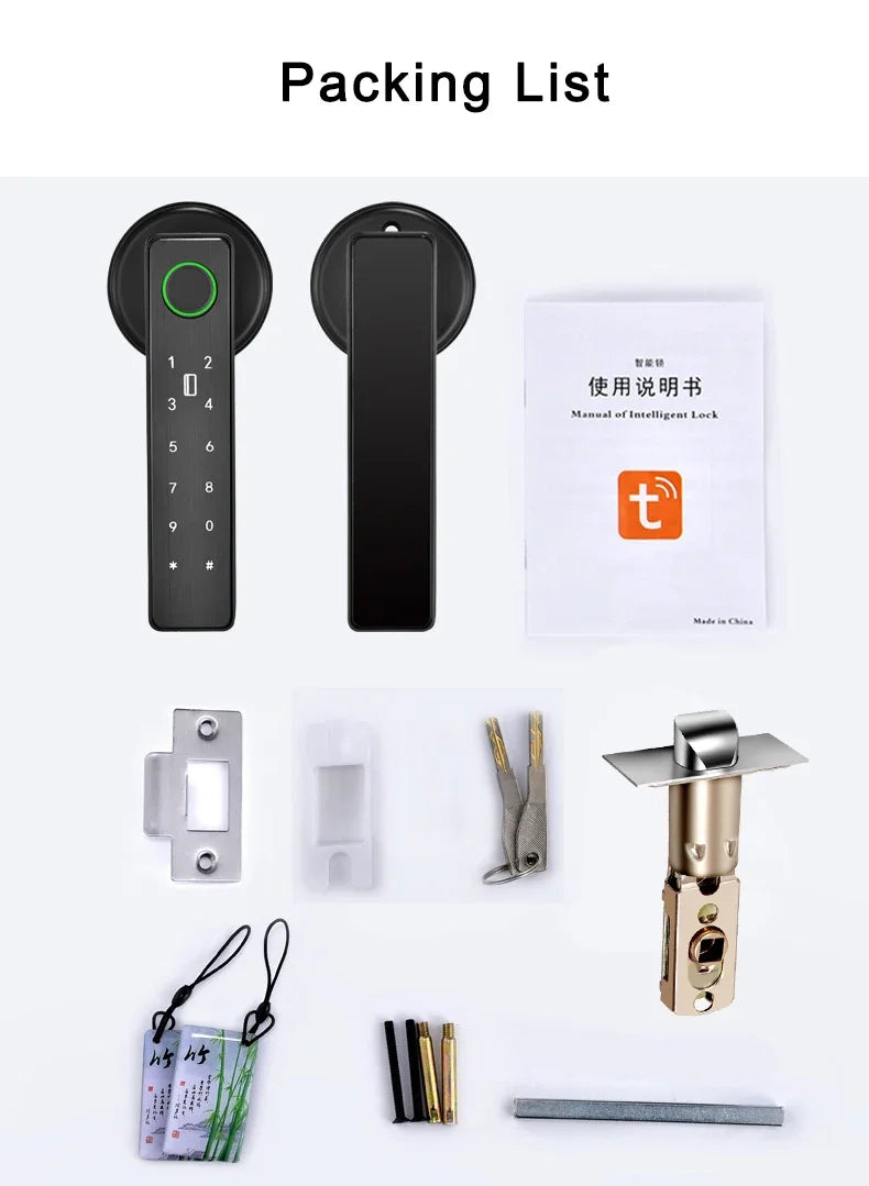 Smart Lock for Indoor Home Wooden/Metal Door with Fingerprint Password RFID IC Card Tuya SmartLife App WiFi Remote Control Deadb