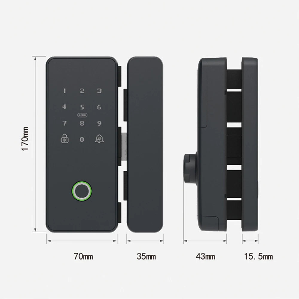 TYSH Fingerprint Smart Door Lock Digital Electronic Lock Glass Door Lock Front Door Wifi Smart Lock Door Tuya Smart Home