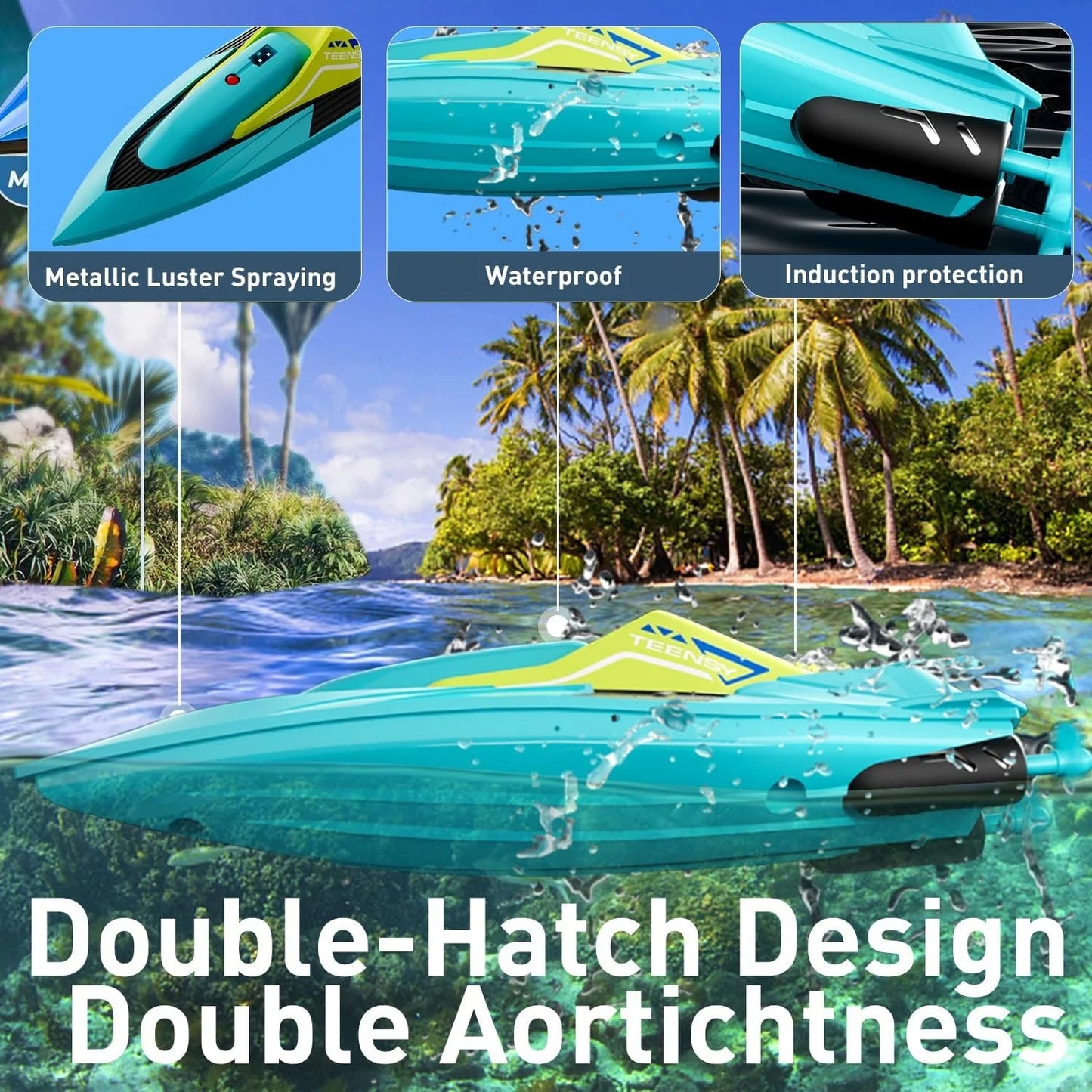 2.4G Remote Control Boat Dual Motor 10km/h High Speed Radio Remote Controlled Speedboat Mini RC Boat Summer Water Toy Pool Toys