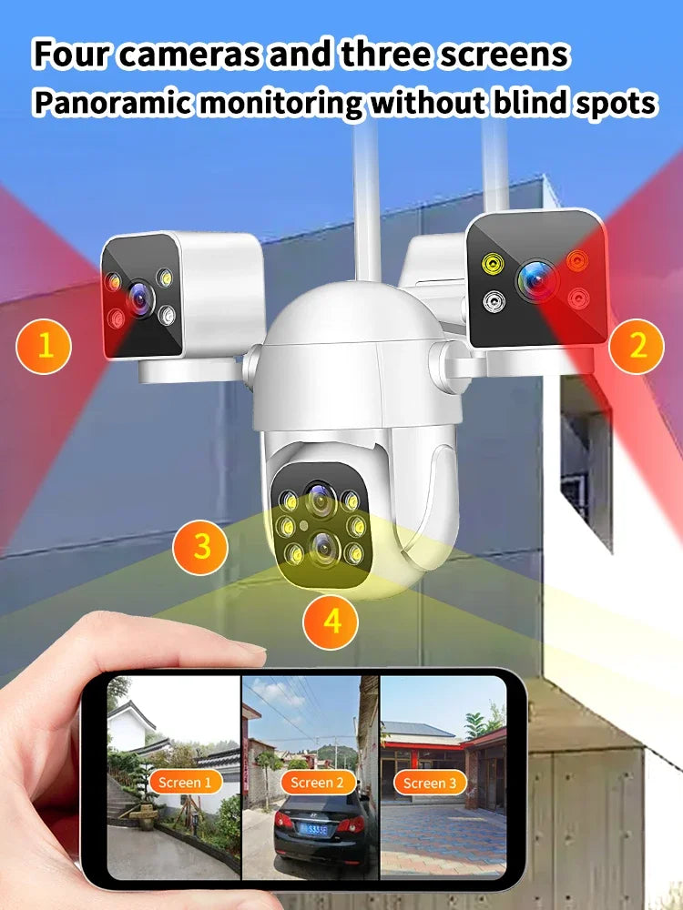 Security Camera 10X Zoom Three Lens WIFI Wireless Outdoor 6K 12MP AutoTracking IP Camera PTZ CCTV Video Surveillance IPC360Home