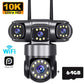 10K 20MP Home Security Outdoor WiFi Camera 4 Lens 4 Screen 360° 16X Zoom CCTV Wireless Surveillance PTZ Cam Security Protection