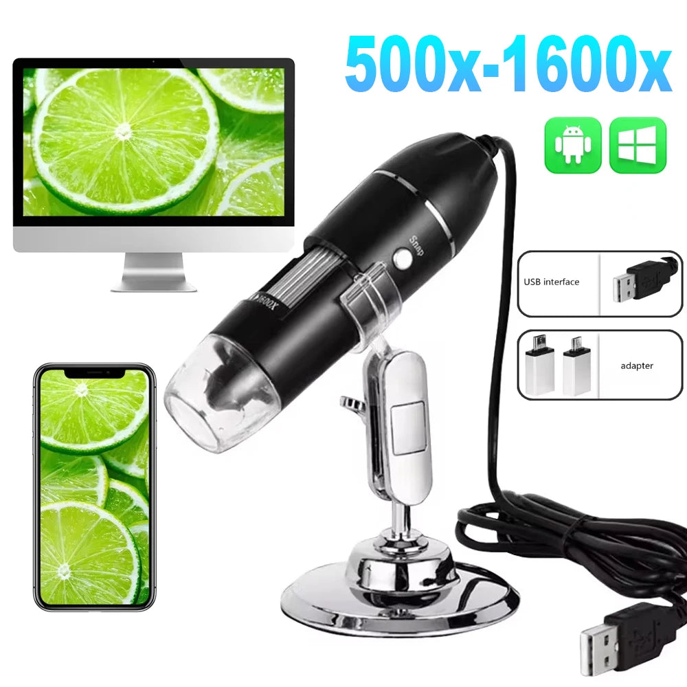 1600X 1000X 500X Digital Microscope Camera Type C USB Portable Electronic Microscope For Soldering Magnifier Cell Phone Repair