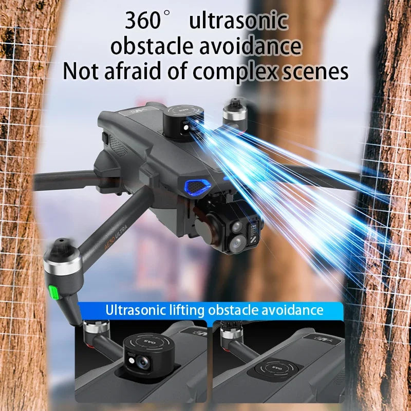 Drone professionnel AE3 Pro Max avec écran 360 ° Évitement d'obstacles sans brosse 8K double caméra 3 axes cardan quadrirotor FP