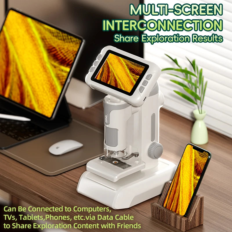 Microscope for Kids Children Microscope with 3.97 Inch Screen 1600x Zoom Mini Handheld Microscope Camera Christmas Birthday Gift