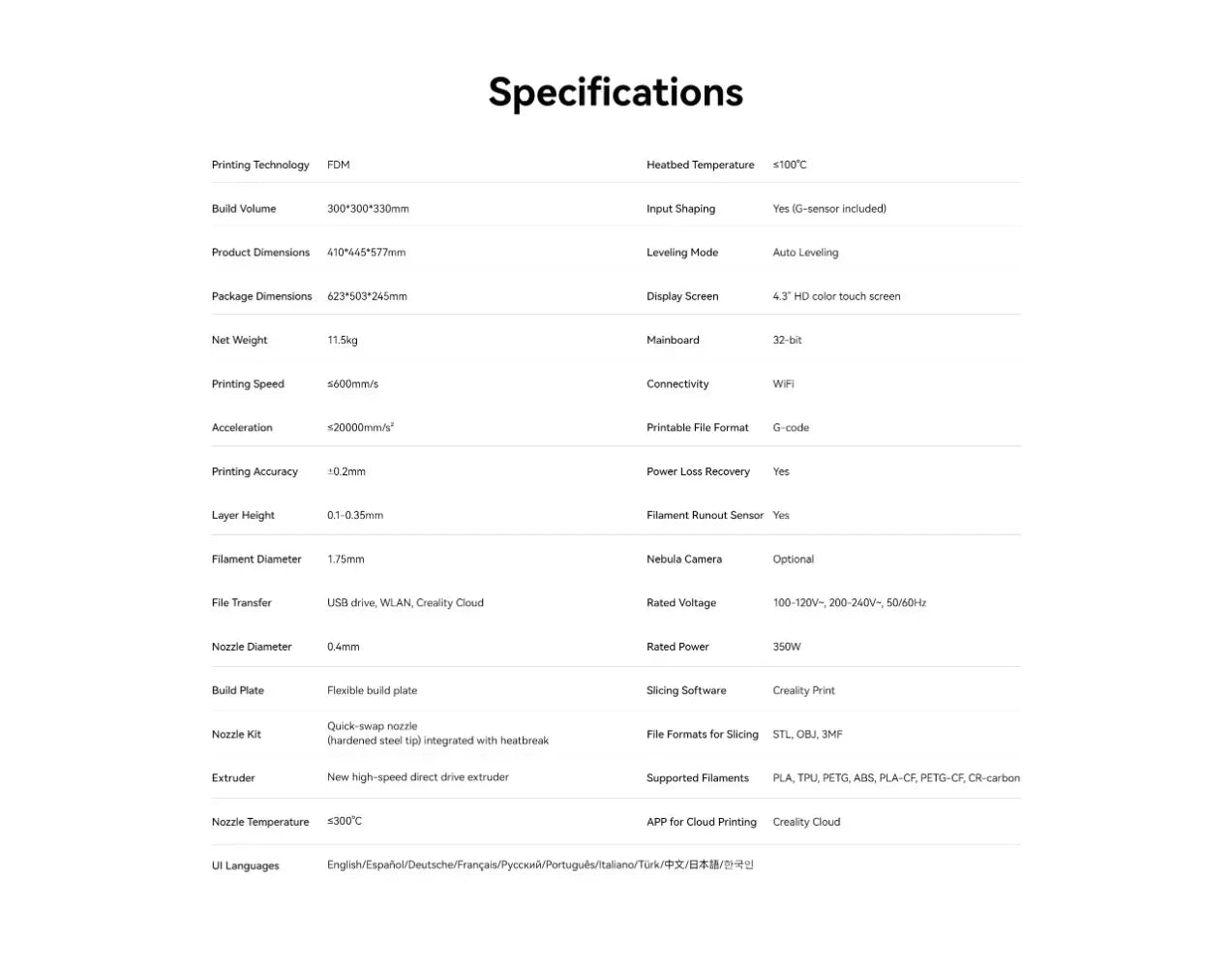 Creality Ender-3 V3 Plus 3D Printer 300x300x330mm Print Size 600mm/s Direct Extruder Stable Y-axis Dual Motors&Support Rods