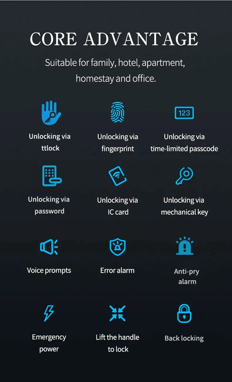Smart Door Lock TTLock Blue Tooth Digital Electronic Biometric Fingerprint Locks Extra-long Standby Smart Home