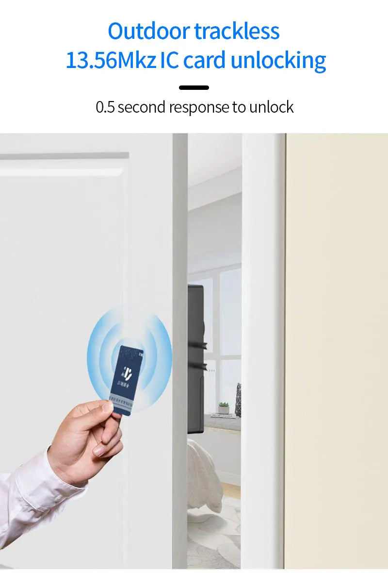 Smart Electric Motor Lock With Tuya App Keyless Entry Door Lock Concealed Invisible Installation IC Card Lock for Wooden Door