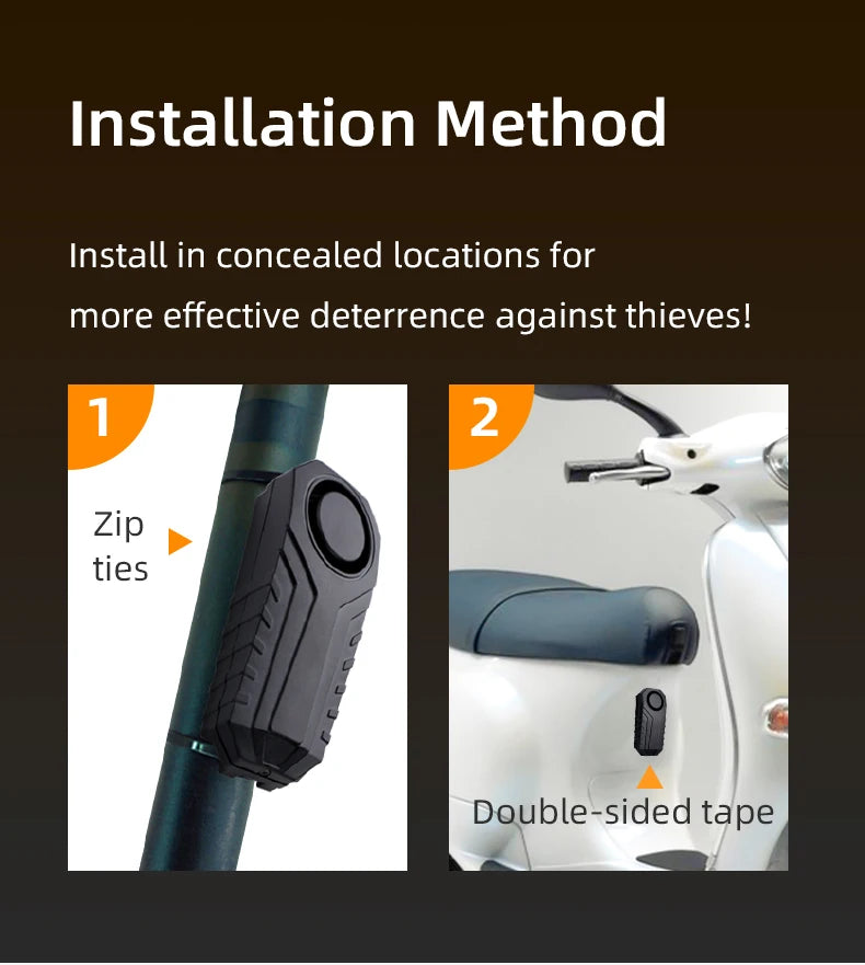 Anti-theft Alarm for Motorbike/Bicycle 113db High Volume Vibration Wireless Remote Control Electric Bell Sound Find A Vehicle